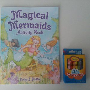 Brand New, Never Used Mermaid Activity & Coloring Book + Crayons (24 Pack)